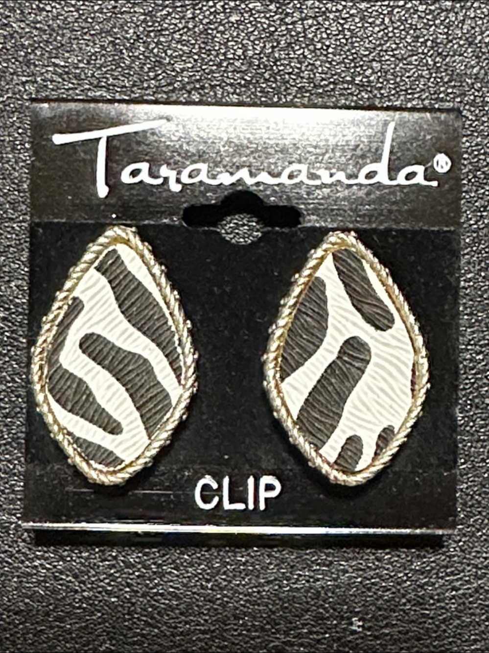 Taramanda Animal Print Clip On Statement Earrings NEW